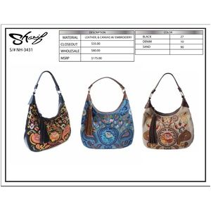 SHARIF LEATHER, & CANVAS W/ EMBROIDERY NH-3431